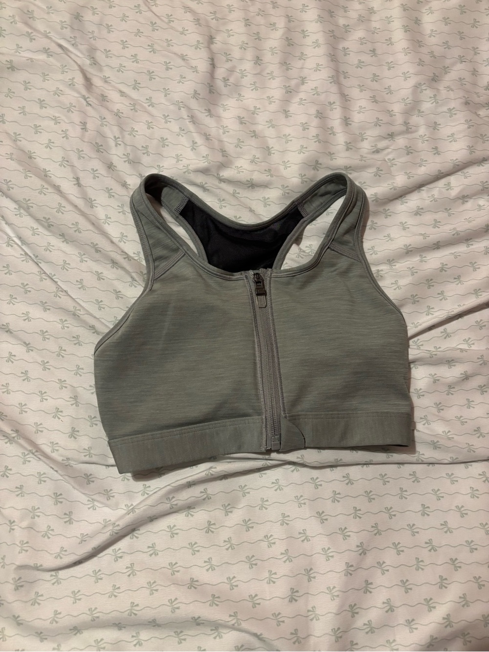Nike Front-Zip Sports Bra in Olive Green and Black